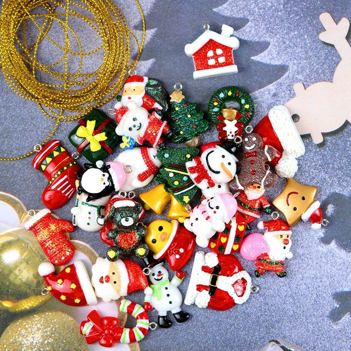 30 Pack Mini Resin Christmas Ornaments Xmas Tree Hanging Decoration Figurines