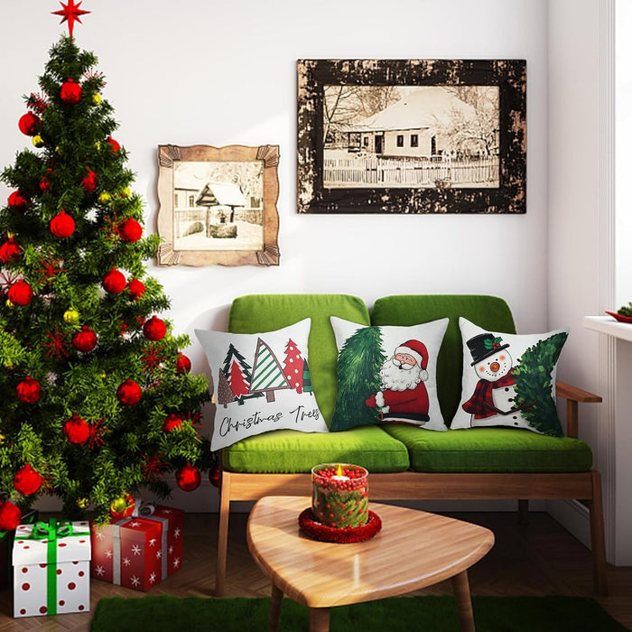 4-Pack Vintage Christmas Throw Pillow Covers Cushion Home Decor UK Stock