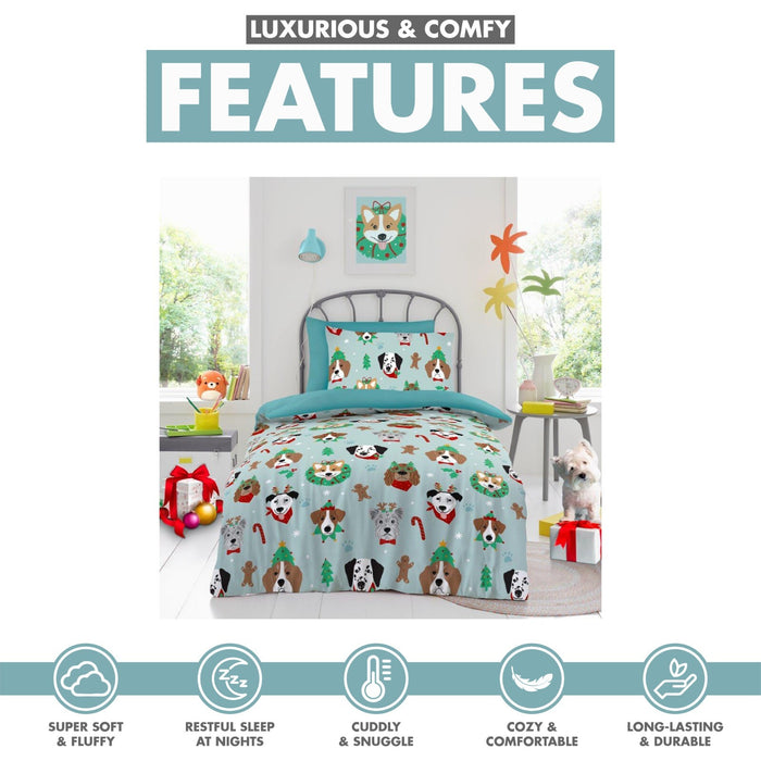 Xmas Duvet Quilt Cover Pillowcase Soft Reversible Printed Bedding Set All Size
