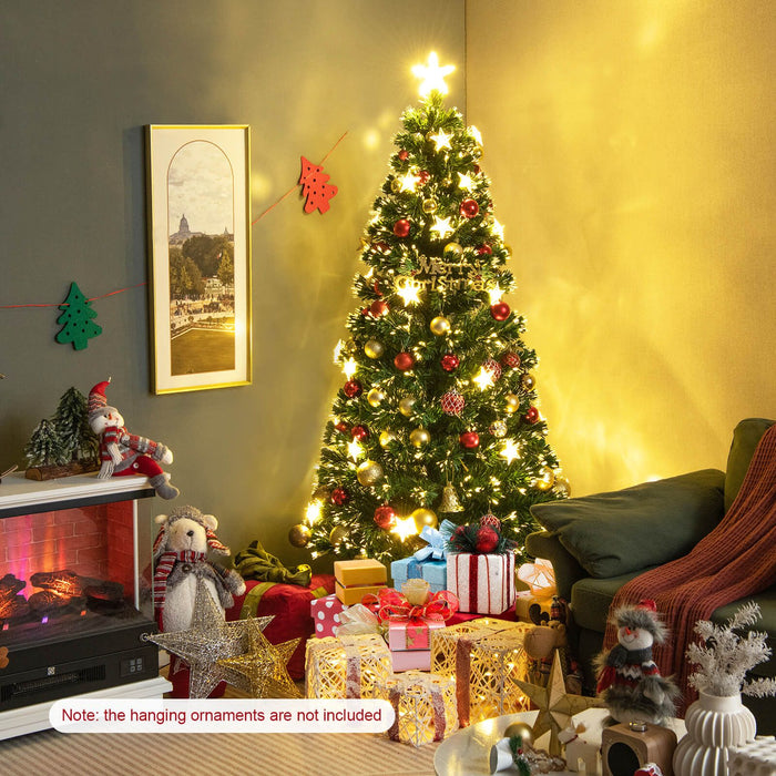 5/6FT Fiber Optic Artificial Christmas Tree with 21 Star LED Lights