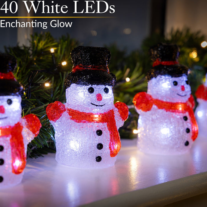 Christow Acrylic LED Snowman Small Christmas Decorations Indoor Outdoor 5Pc Set