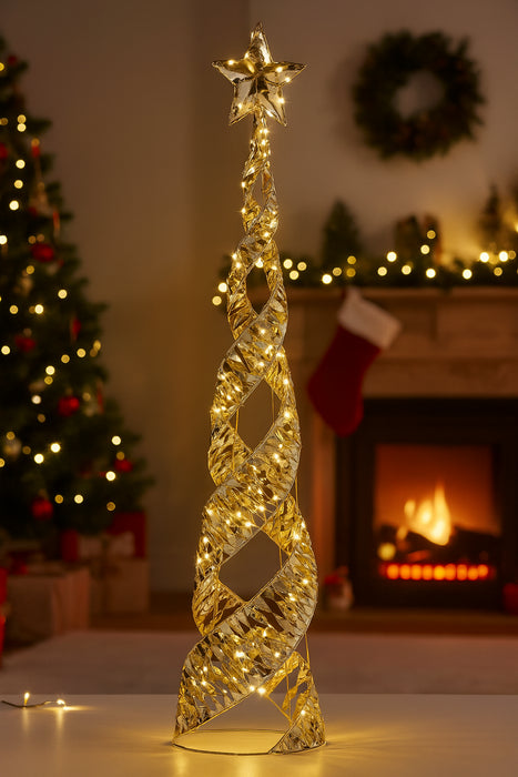 Christmas Cone Tree Decoration LED Light up Ornament Warm White Home Decor 80Cm