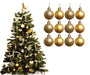 12Pc Christmas Tree Baubles, Tree Decorations, Xmas Bauble Decorations/Or