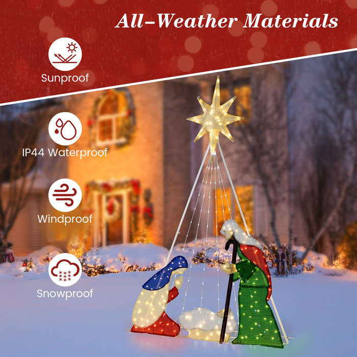 6 Feet Lighted Nativity Scene Holy Family Set Christmas Decoration