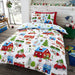 Father Christmas Duvet Cover Kid Xmas Single Quilt Bedding Set Red White Blue