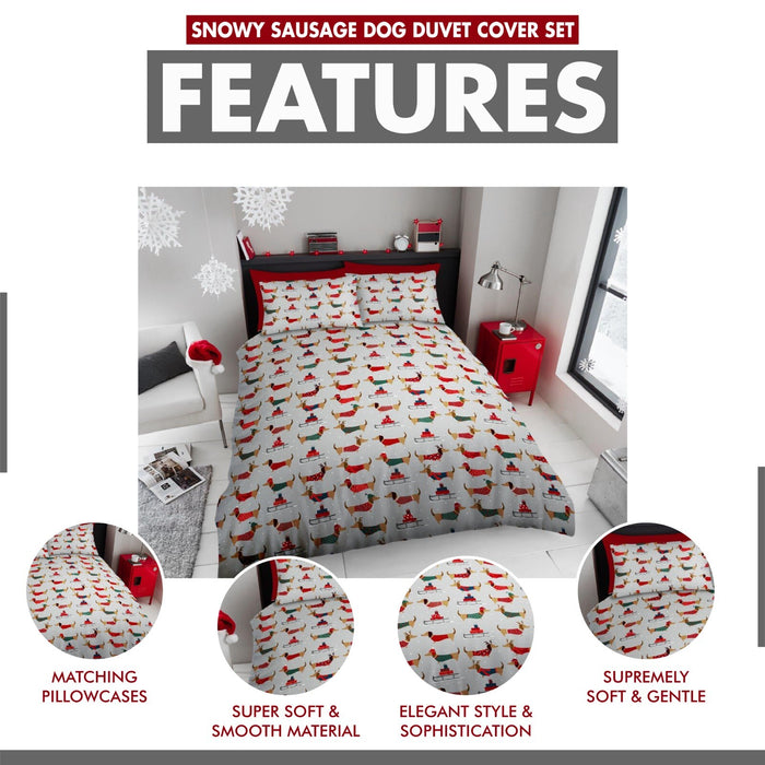 Xmas Duvet Quilt Cover Pillowcase Soft Reversible Printed Bedding Set All Size