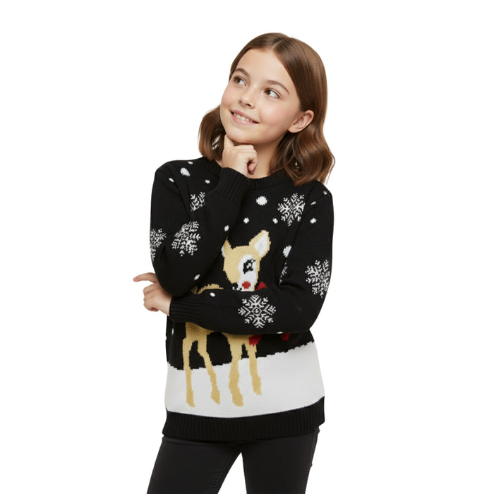 Christmas Jumper Kids Girls Baby Deer Novelty Xmas Knitted Jumper Warm Sweater