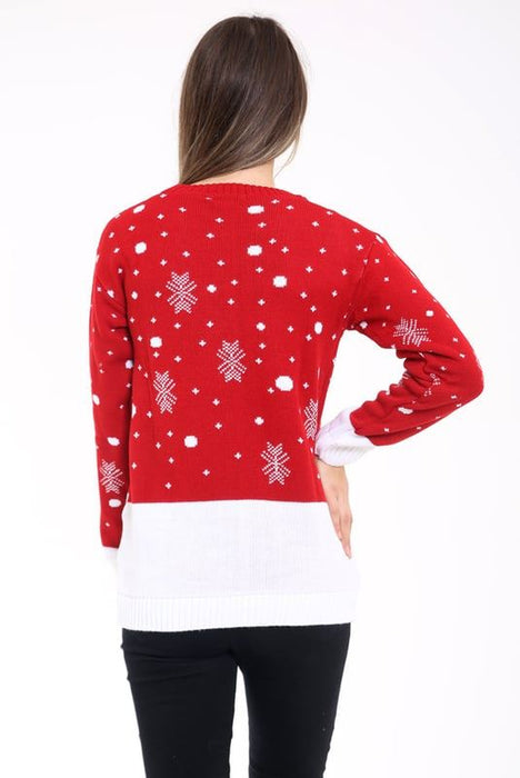 LADIES KNITTED RUDOLPH REINDEER XMAS WOMENS CHRISTMAS NOVELTY JUMPER SWEATER TOP