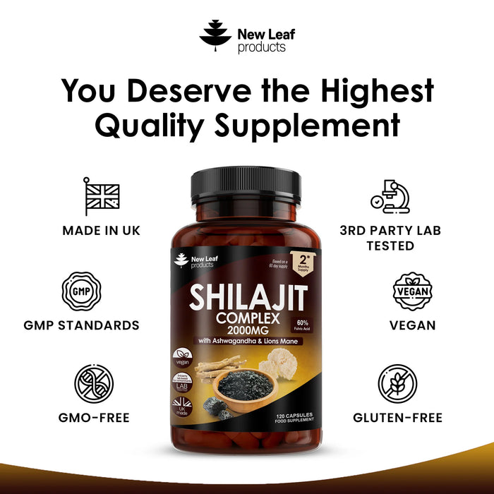 Shilajit, Ashwagandha, Lions Mane Capsules