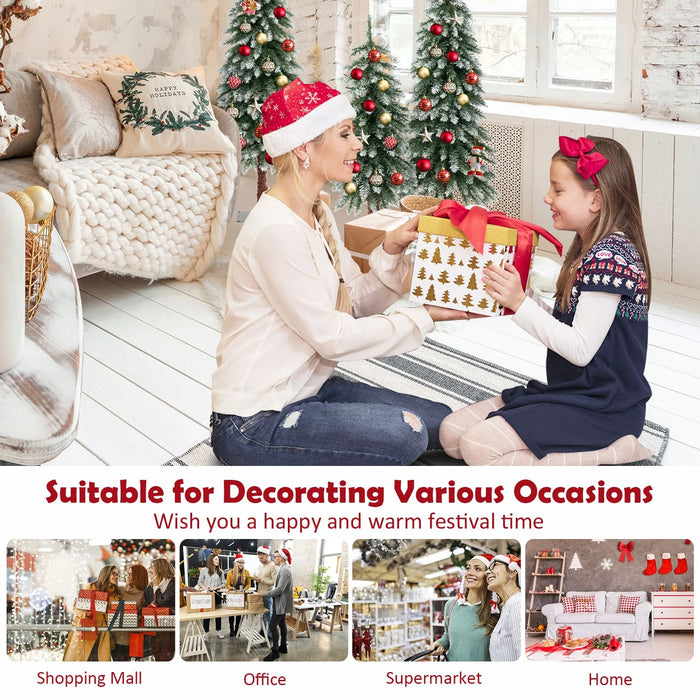 Artificial Xmas Tree Set of 3 with PVC Branch Tips and Warm White LED Lights