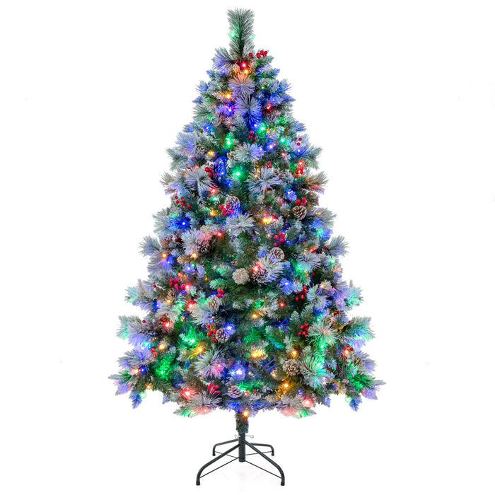 Pre-Lit Artificial Christmas Tree with 11 Lighting Modes and 350 LED Lights