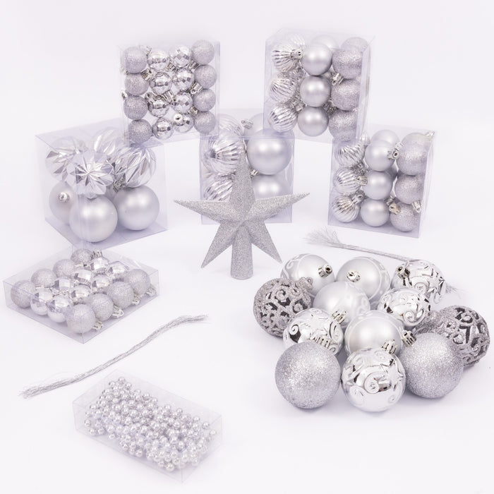 100 Christmas Baubles Tree Hanging Balls Xmas Party Beads Ornament Mixed Sizes