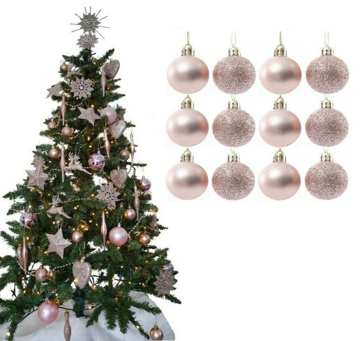 12Pc Christmas Tree Baubles, Tree Decorations, Xmas Bauble Decorations/Or