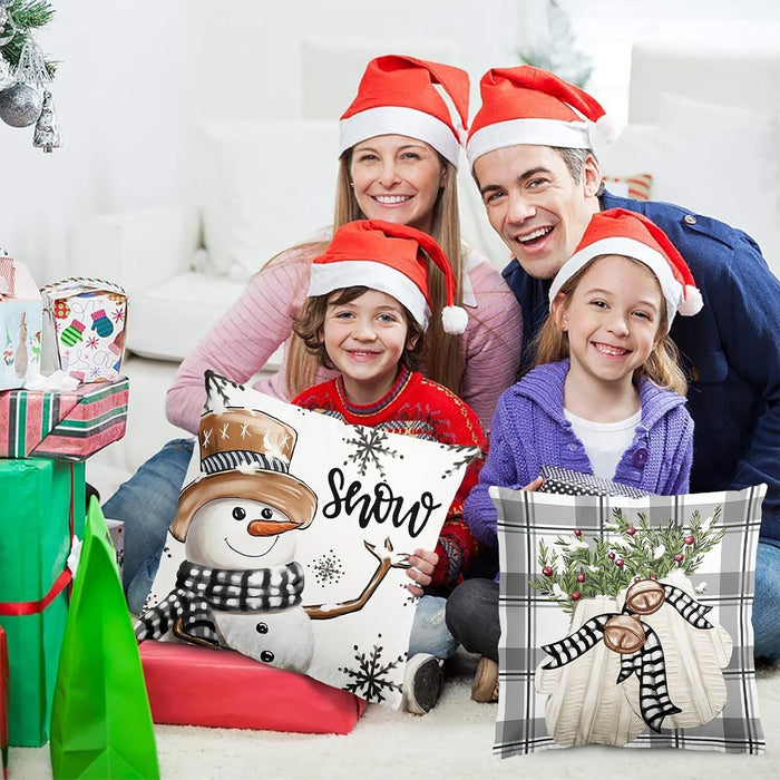 4-Pack Vintage Christmas Throw Pillow Covers Cushion Home Decor UK Stock