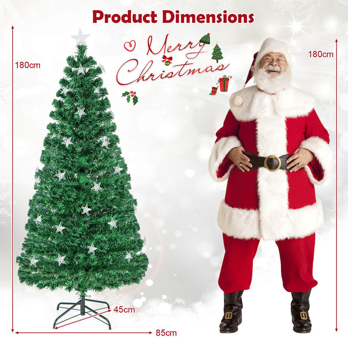 5/6FT Fiber Optic Artificial Christmas Tree with 21 Star LED Lights