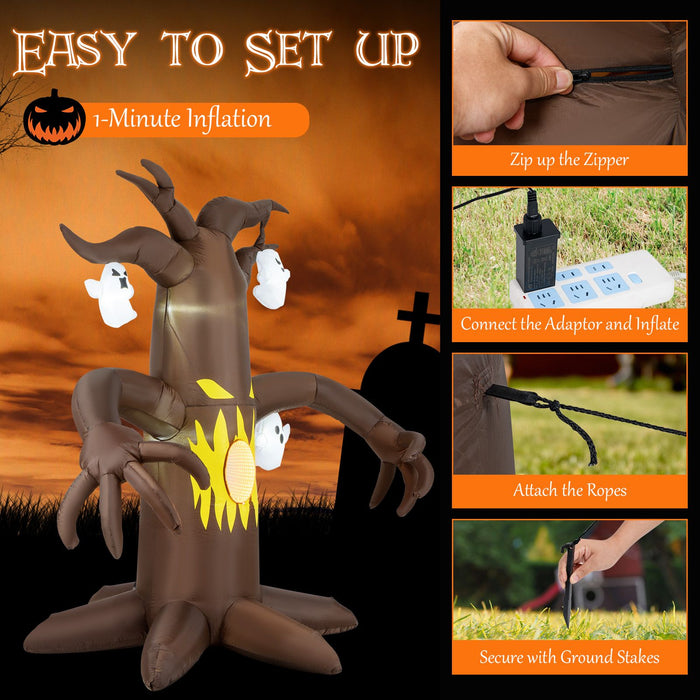 7.8 Ft Halloween Inflatables with Ghost and Dimming Infinity Mirror Light