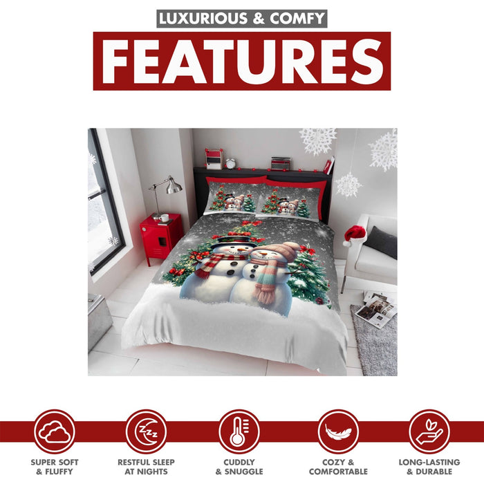 Xmas Duvet Quilt Cover Pillowcase Soft Reversible Printed Bedding Set All Size