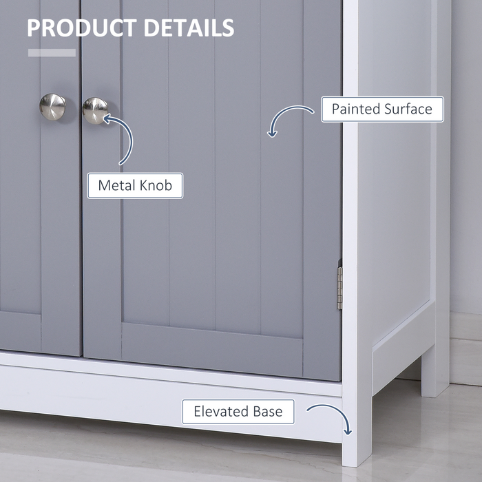 Freestanding Bathroom Cabinet – White MDF Storage Unit with Drawers & Adjustable Shelf - Samanta Factory