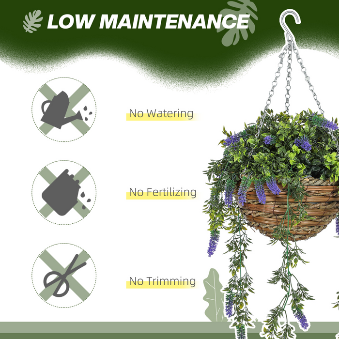 Artificial Lavender Hanging Basket – Realistic UV-Protected Faux Flowers for Indoor & Outdoor Decor