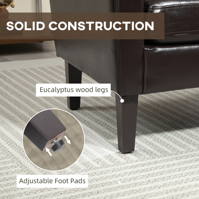 Accent Armchair – Compact PU Leather Chair with Pocket Spring Support