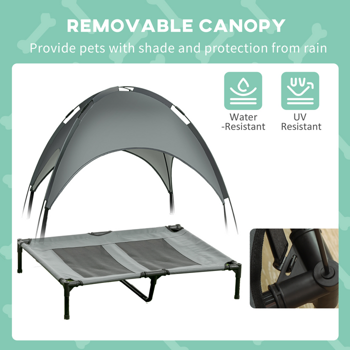 Elevated Dog Bed with Canopy – Cooling Raised Cot for Outdoor Comfort & UV Protection - Samanta Factory