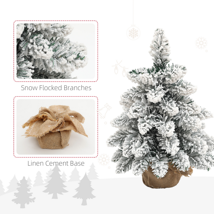 Mini Christmas Tree Set – Snow Flocked LED Tabletop Decorations - Samanta Factory