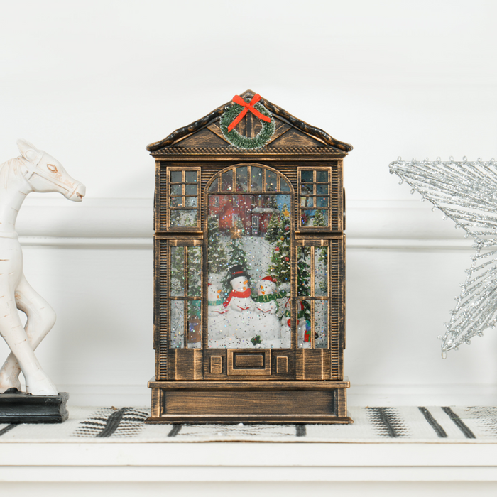 Christmas Snow Globe Lantern – Light-Up Glitter Scene with Music - Samanta Factory