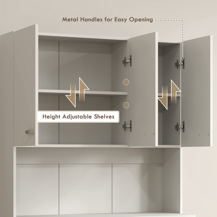 Tall Kitchen Storage Cabinet – Cream White with Adjustable Shelves & Drawer - Samanta Factory