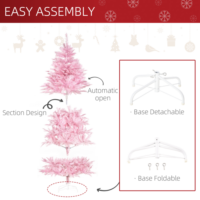 6ft Artificial Christmas Tree – Vibrant Pink Full-Branch Design - Samanta Factory