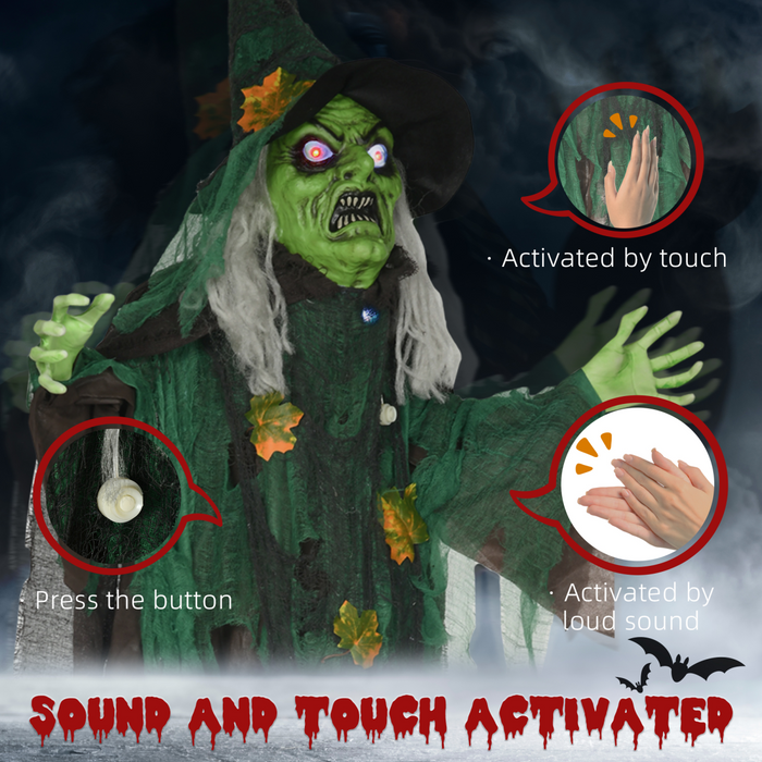 Talking Halloween Witch Animatronic – Bendable Arms with LED Eyes & Colourful Lights