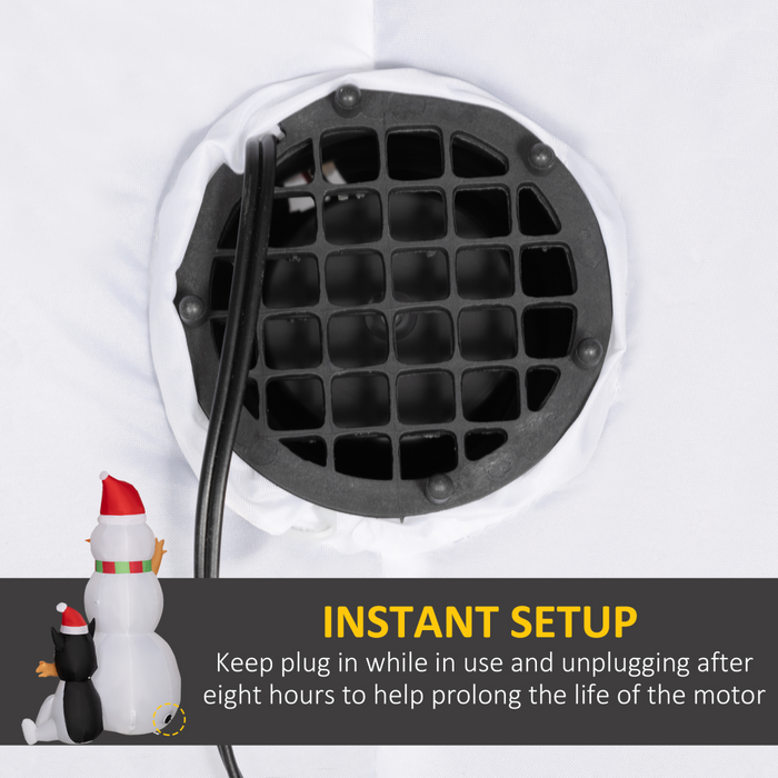 Inflatable Snowman with Dog – LED White & Rotating Lights 6.2ft - Samanta Factory