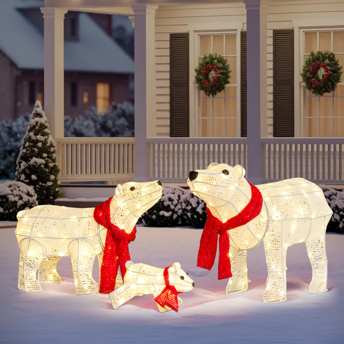 Outdoor Decoration – Lighted Polar Bear Family Set (3 Pcs) - Samanta Factory
