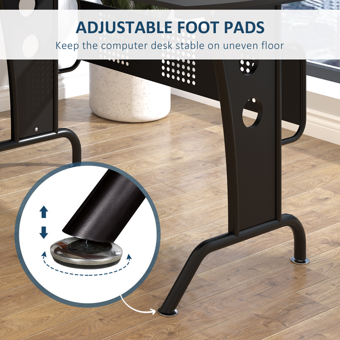 L-Shaped Corner Desk – Space-Saving Design with Keyboard Tray & Removable CPU Holder