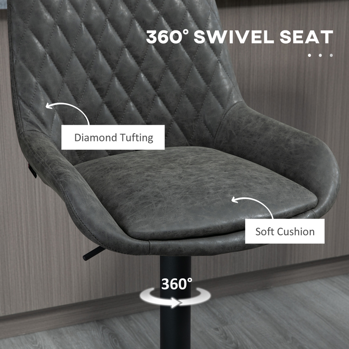 Adjustable Bar Stools Set – Swivel PU Leather with Footrest