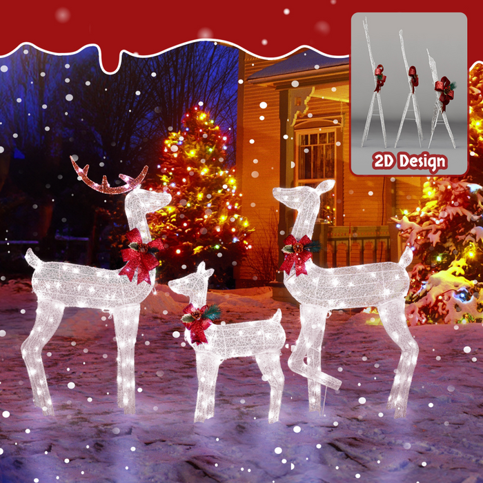 Lighted Christmas Reindeer Set – 3-Piece Family Display - Samanta Factory
