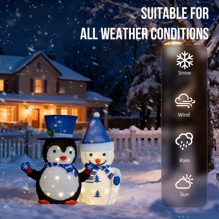 Christmas Lighted Decorations – Penguin & Snowman Duo - Samanta Factory