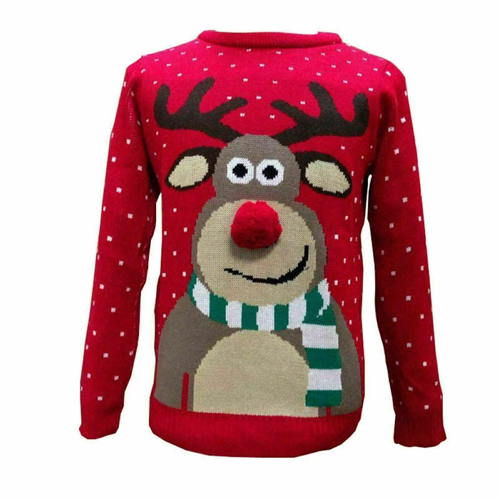 NEW CHILDREN'S POM POM 3D JUMPER XMAS CHRISTMAS NOVELTY SWEATER UK 5-12 YEAR