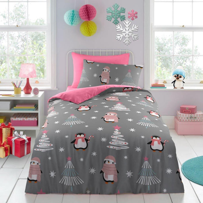 Xmas Duvet Quilt Cover Pillowcase Soft Reversible Printed Bedding Set All Size