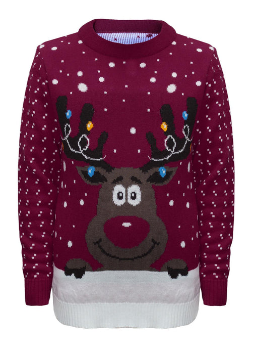 LADIES KNITTED RUDOLPH REINDEER XMAS WOMENS CHRISTMAS NOVELTY JUMPER SWEATER TOP
