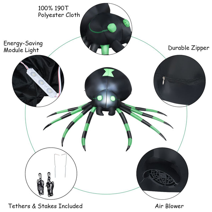 Inflatable Halloween Spide with LED Lights and Powerful Blower