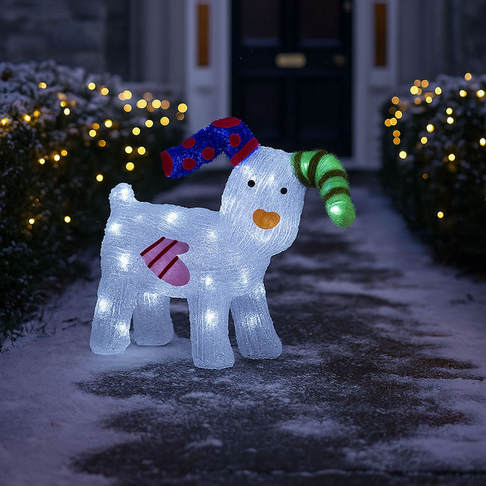 Neo Snowman Snow Dog LED Light up Acrylic Christmas Festive Decoration Outdoor