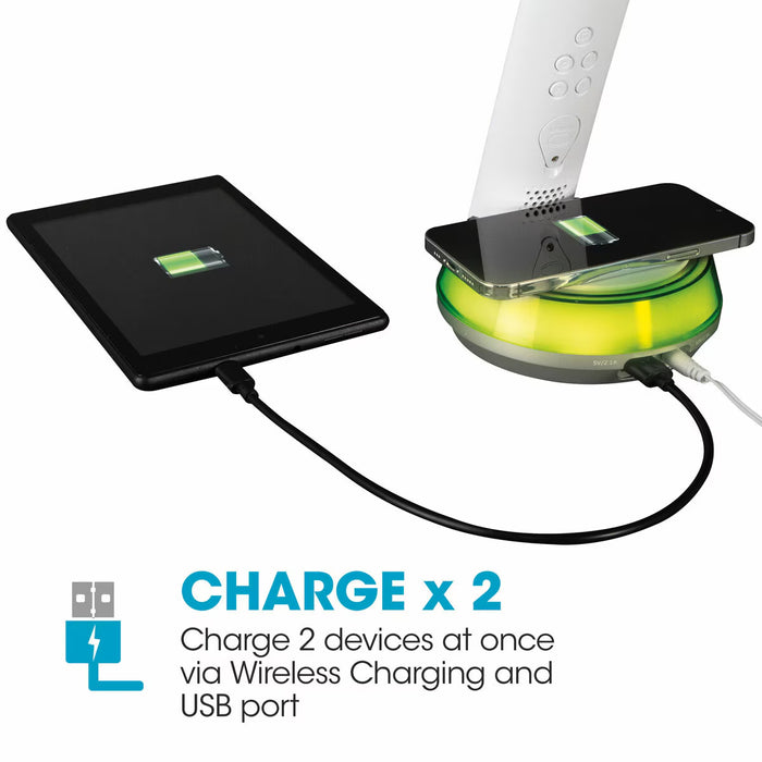 Wireless Charging LED Lamp with Colour Changing Base in White