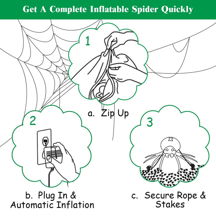 Inflatable Halloween Spide with LED Lights and Powerful Blower