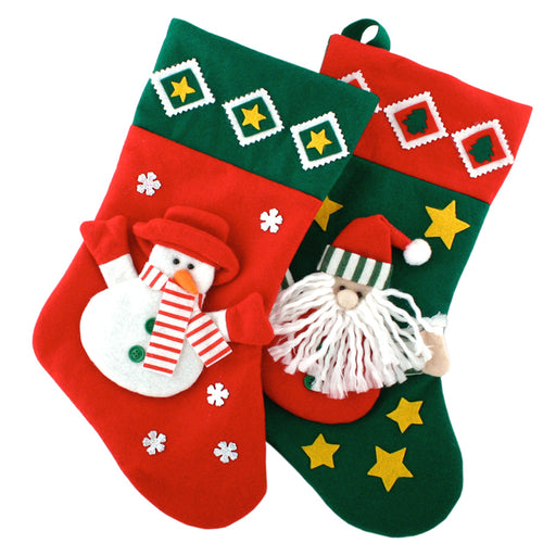 Set of two soft Christmas stockings in assorted festive designs