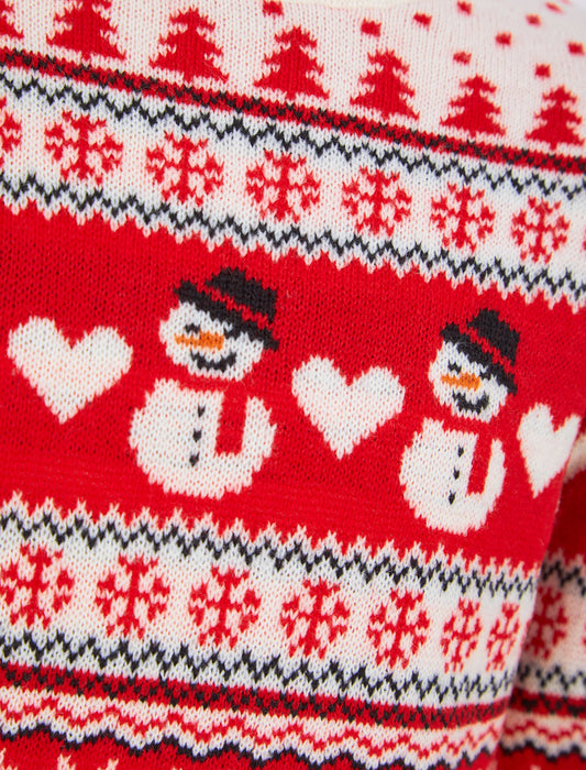 Kids Girls Christmas Jumper Snowman Jacquard Nordic Fairisle Xmas Sweater