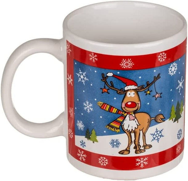Christmas Mugs Printed Xmas 12Oz Fine Bone China Drinking Tea Coffee Gift X4