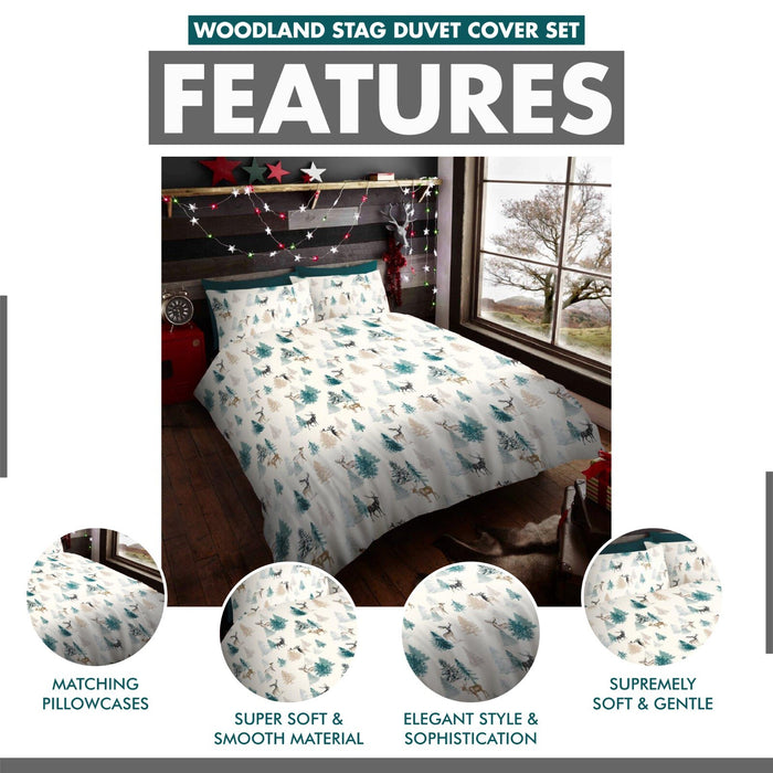 Xmas Duvet Quilt Cover Pillowcase Soft Reversible Printed Bedding Set All Size