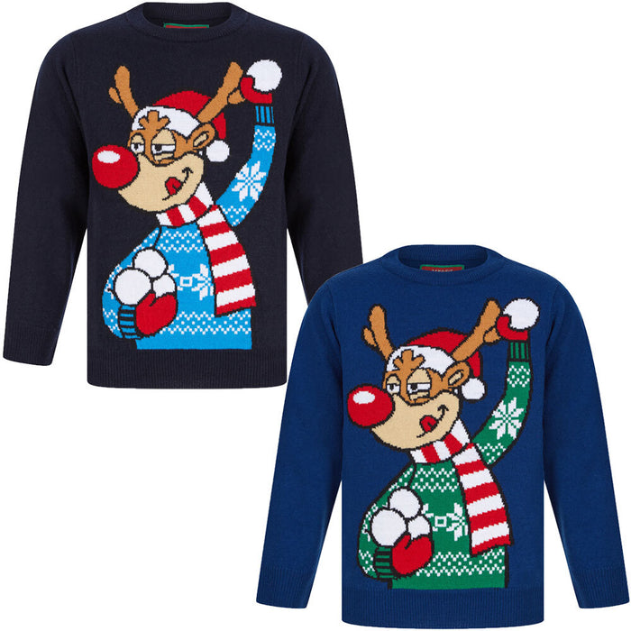 Kids Boys Christmas Jumper Reindeer Snow Xmas Sweater Pullover Novelty