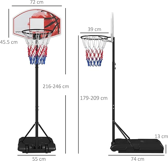 Adjustable Basketball Stand – Portable Design with Wheels
