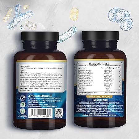 Probiotic Supplement – 50 Billion CFU & 10-Strain Complex with Prebiotic Inulin